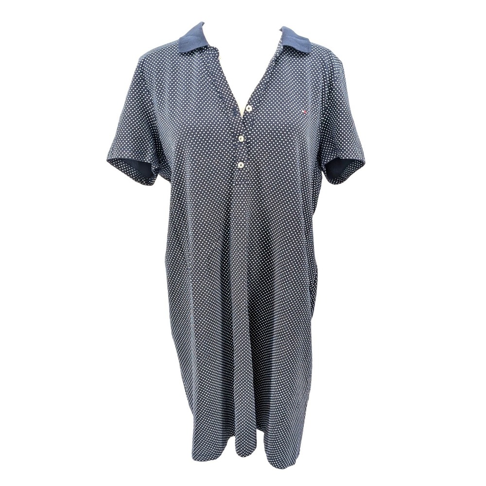Polka Dot Polo Dress Navy White Preppy‎ XL Tommy Hilfiger Preppy Nautical Sporty